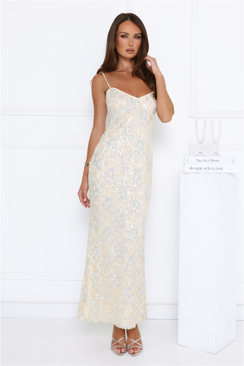 She's Always Right Lace Maxi Dress Yellow