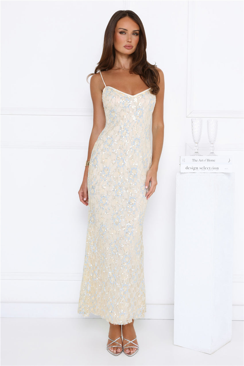 She's Always Right Lace Maxi Dress Yellow