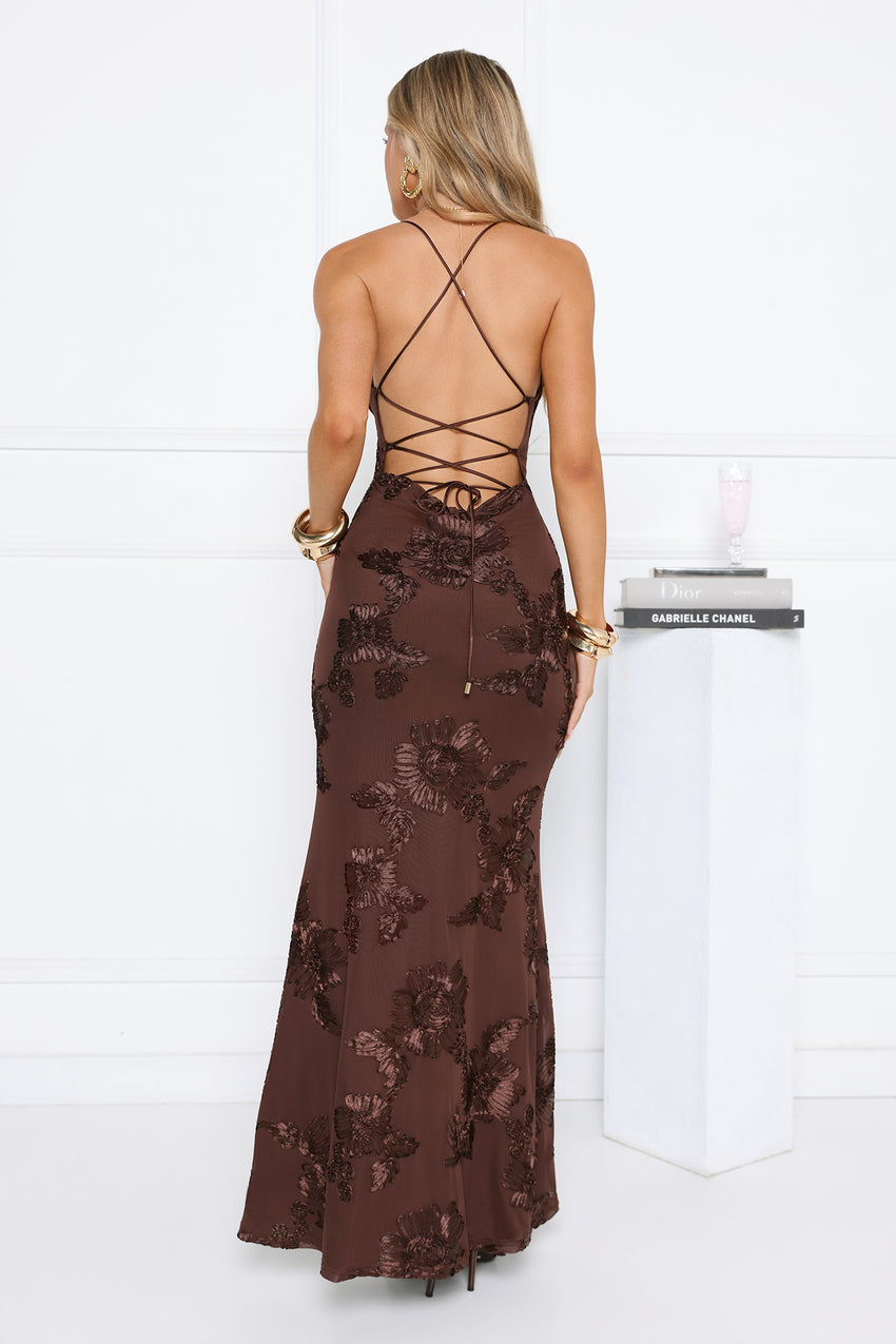 Petal Lullaby Maxi Dress Chocolate