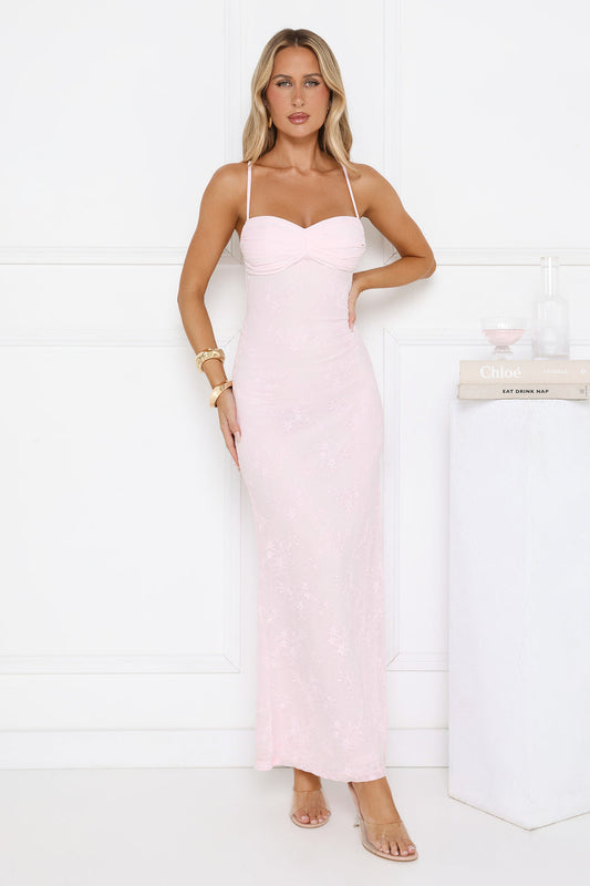 Love Bitten Lace Maxi Dress Pink