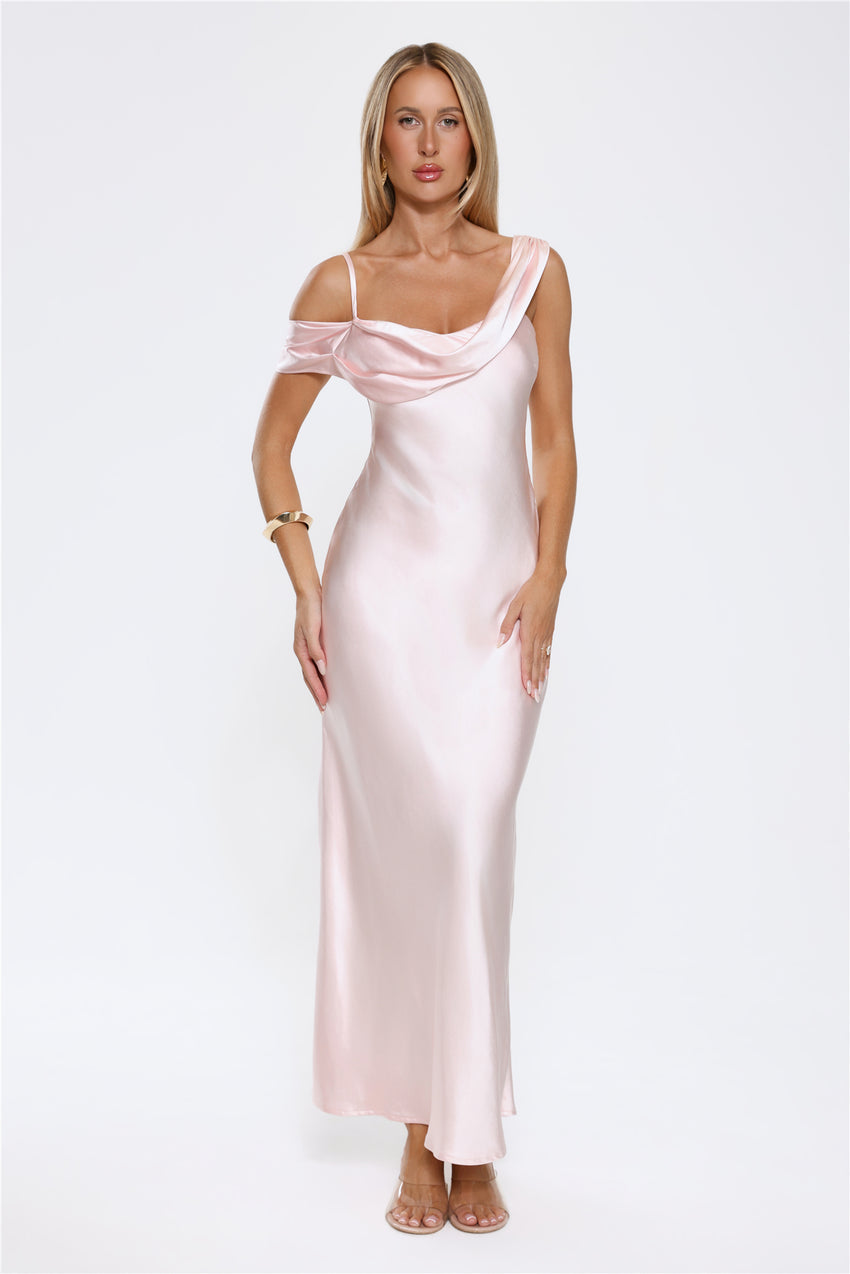 Glamorous Nights Satin Maxi Dress Pink