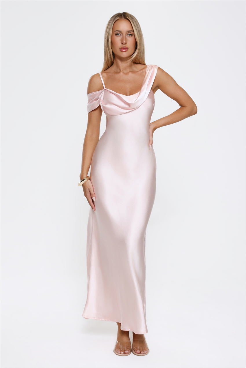 Glamorous Nights Satin Maxi Dress Pink