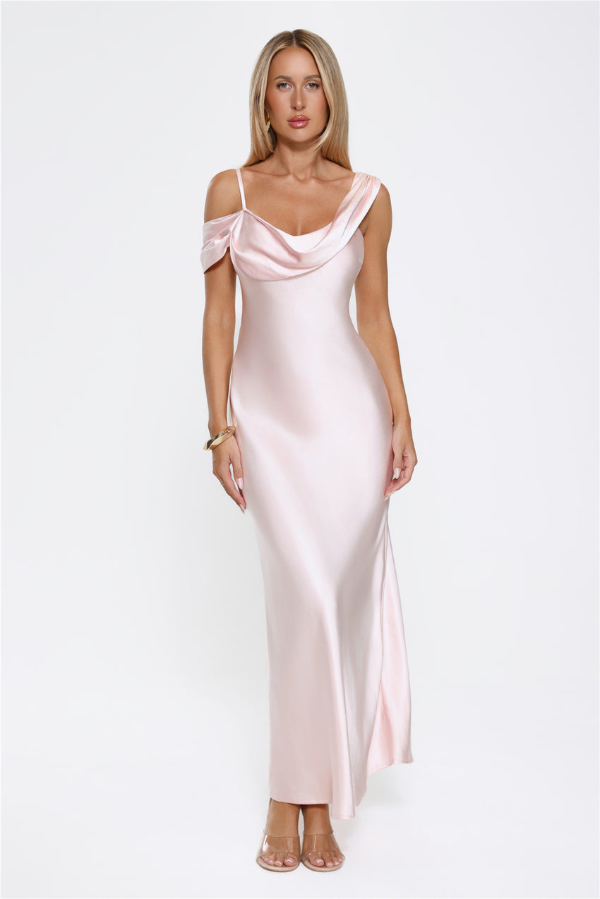 Glamorous Nights Satin Maxi Dress Pink