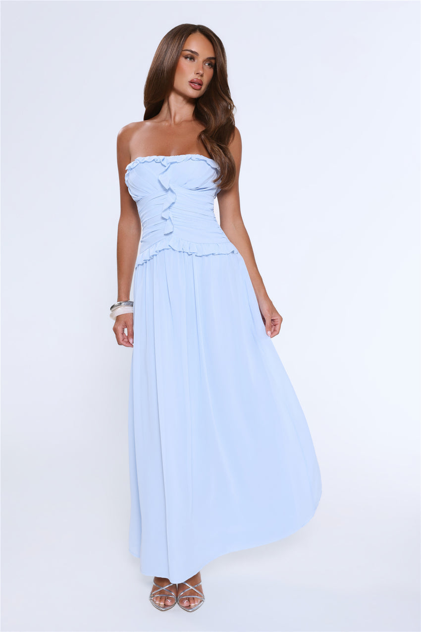 Hour Whispers Strapless Maxi Dress Blue