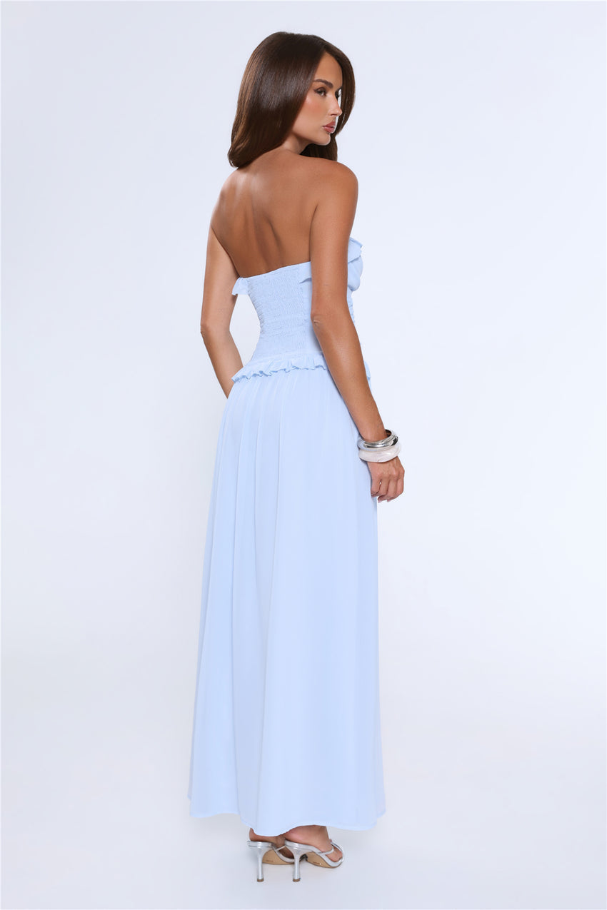 Hour Whispers Strapless Maxi Dress Blue