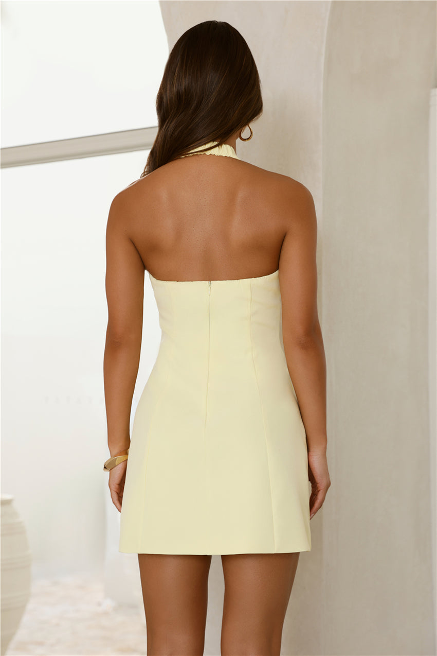 Studio Glow Halter Mini Dress Yellow