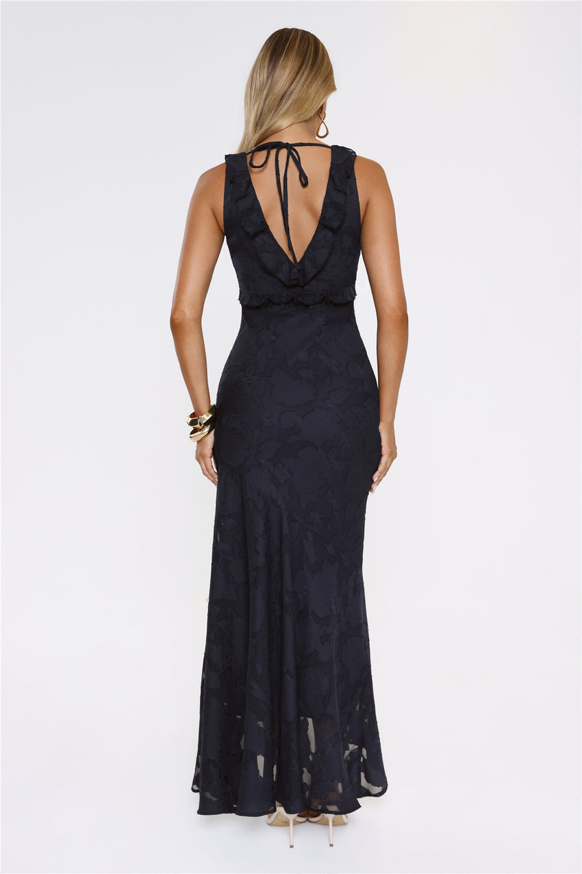 Shimmer Petal Maxi Dress Navy