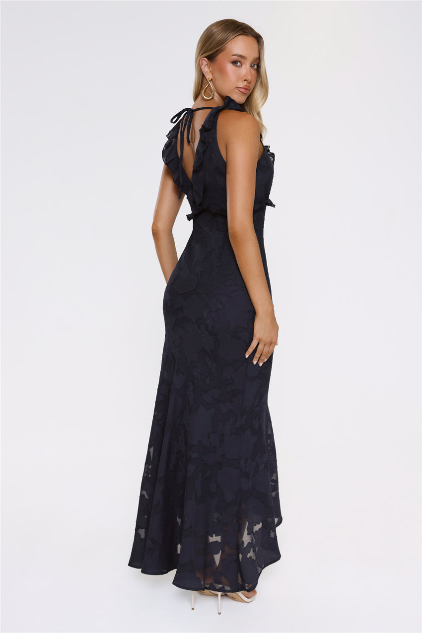Shimmer Petal Maxi Dress Navy