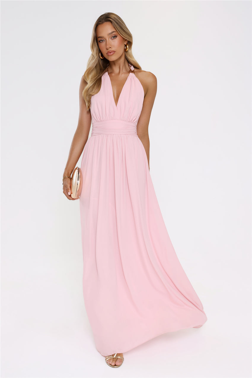 Eternal Coastline Halter Maxi Dress Pink