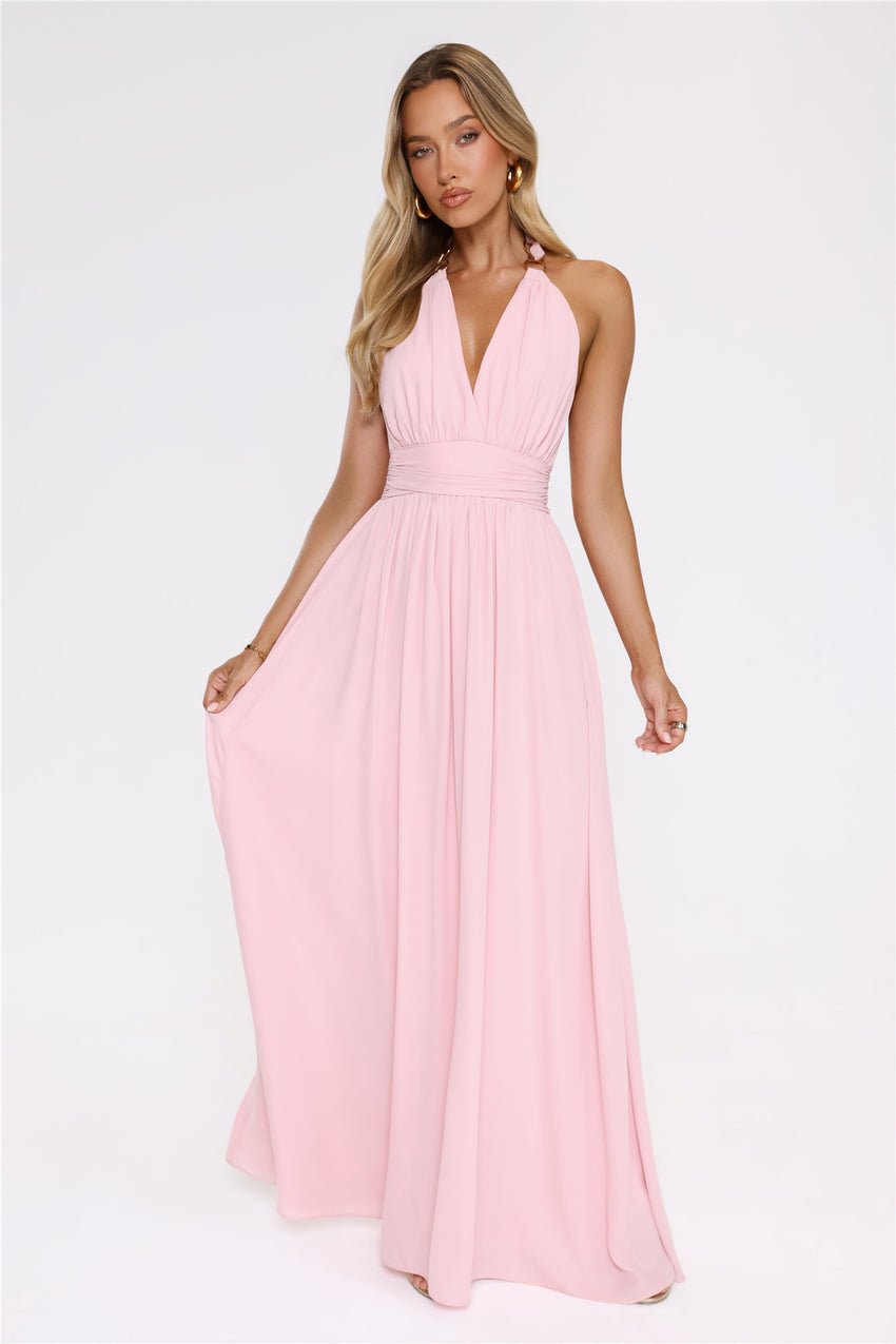Eternal Coastline Halter Maxi Dress Pink
