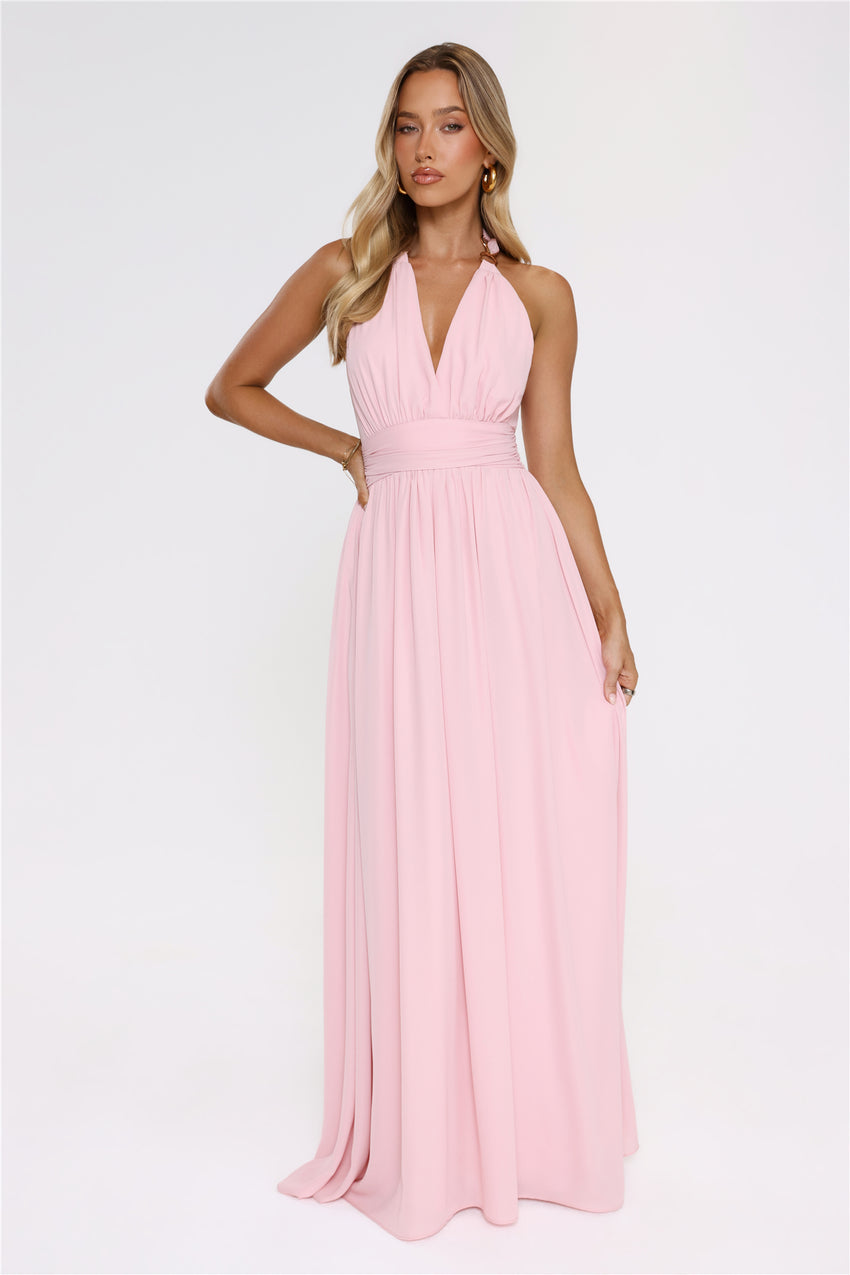 Eternal Coastline Halter Maxi Dress Pink
