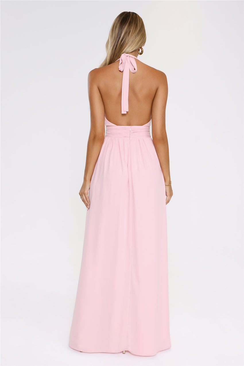 Eternal Coastline Halter Maxi Dress Pink