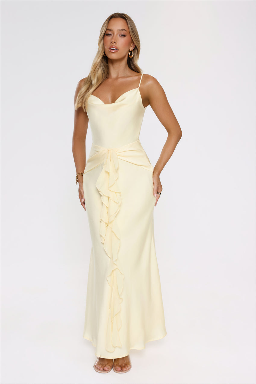 Smiling Sunrays Satin Maxi Dress Yellow