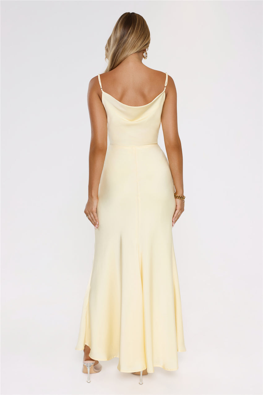 Smiling Sunrays Satin Maxi Dress Yellow