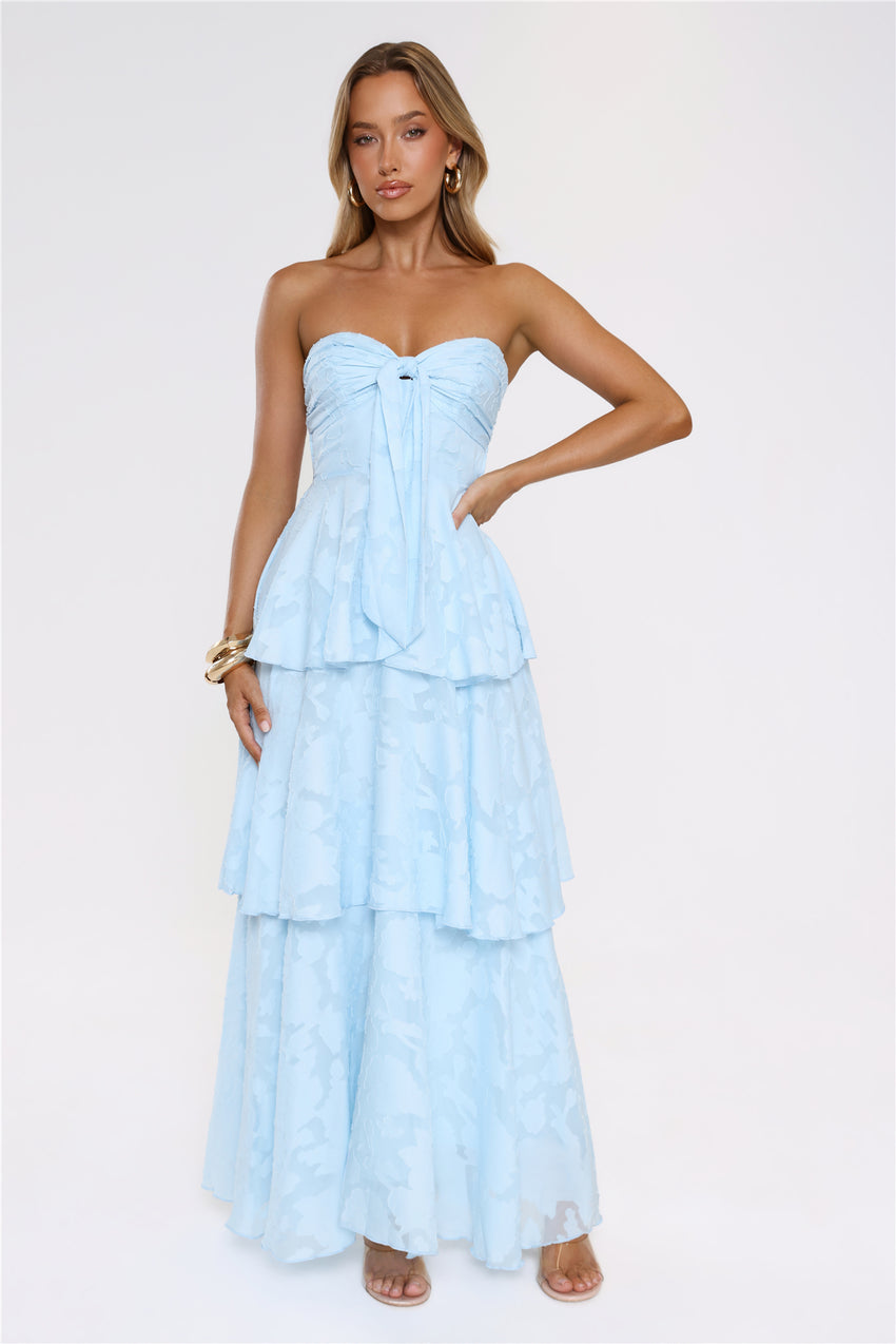 Frost Flare Strapless Maxi Dress Blue