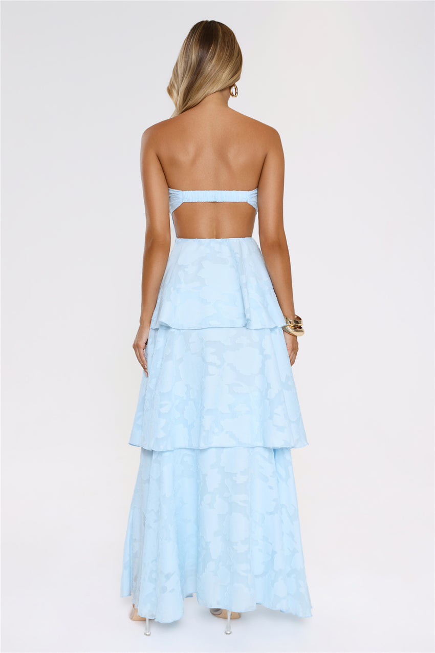 Frost Flare Strapless Maxi Dress Blue