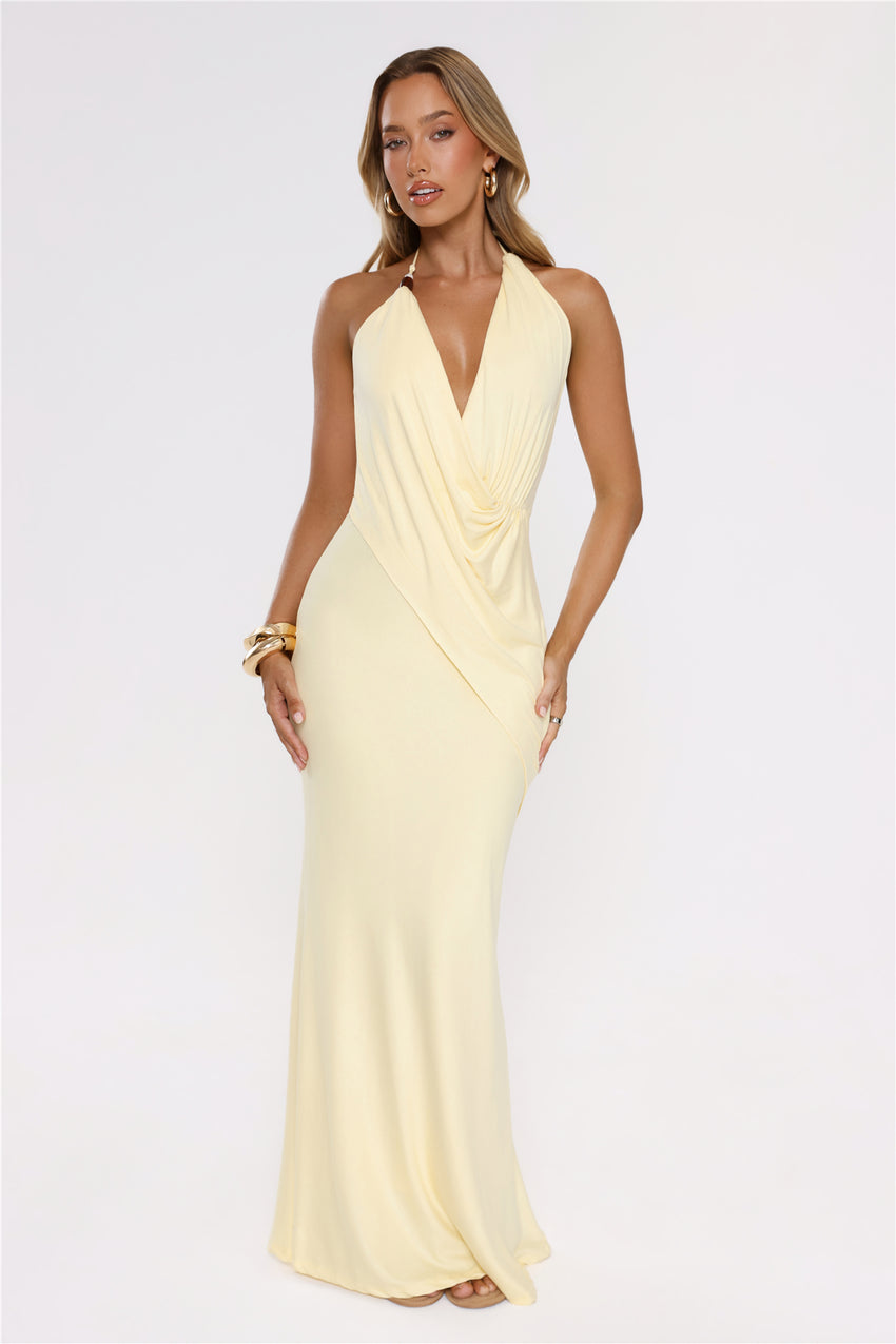 Catch Me Glowing Halter Maxi Dress Yellow