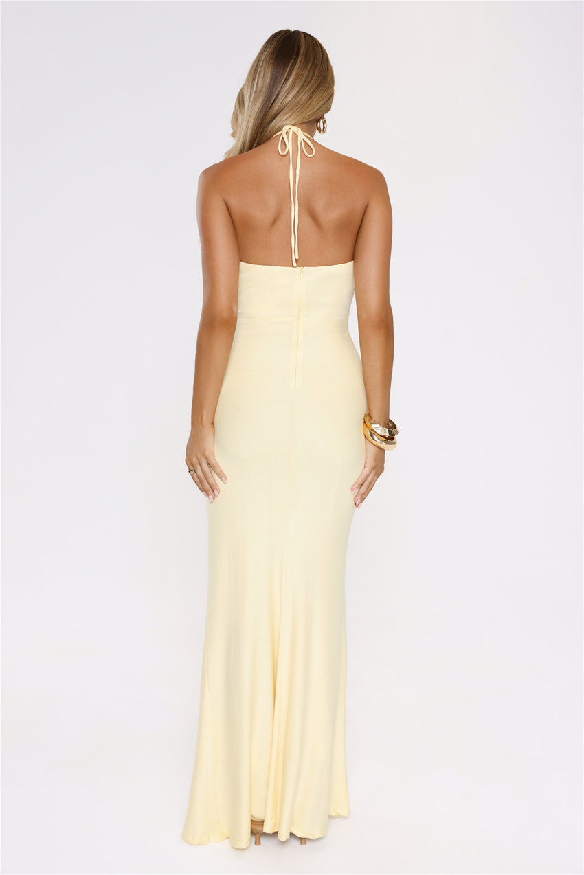 Catch Me Glowing Halter Maxi Dress Yellow