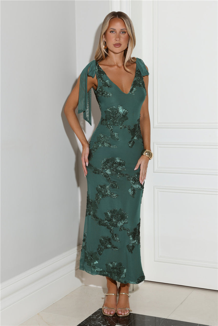 Golden Doll Mesh Maxi Dress Teal