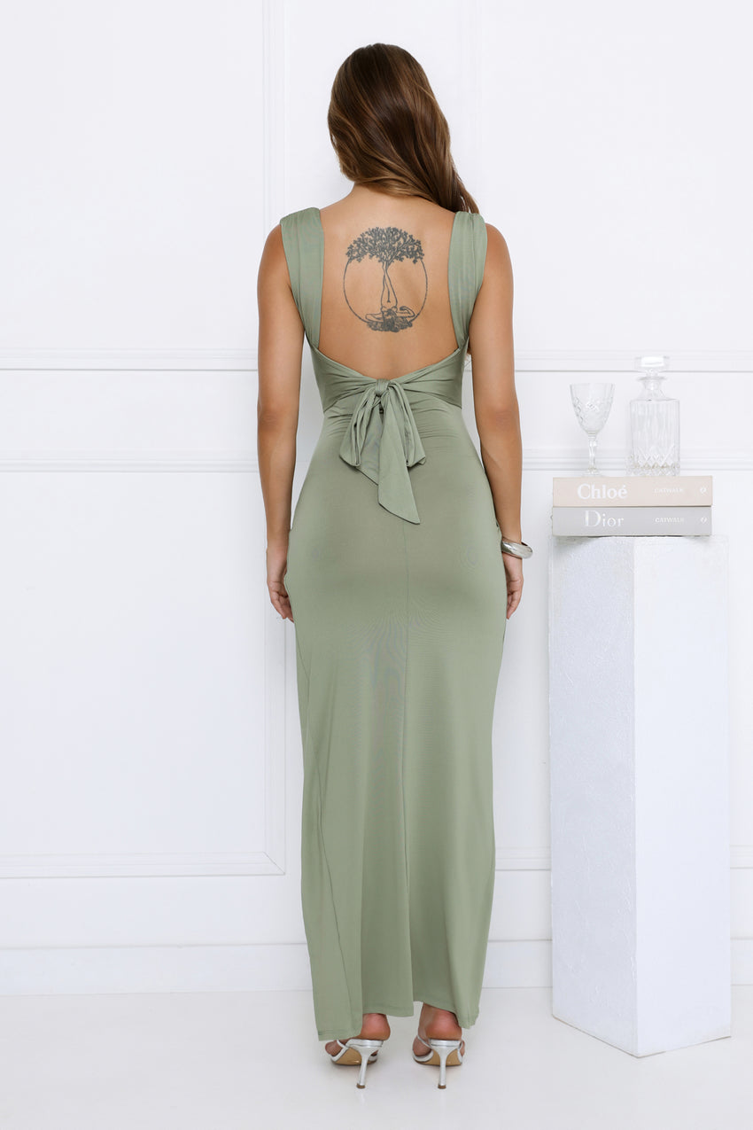 Fitted For You Maxi Dress Khaki