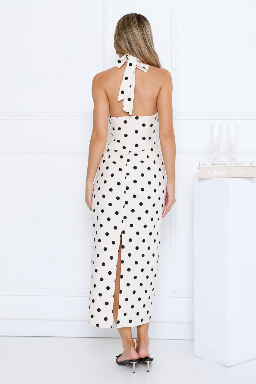 Spotlight Babe Halter Maxi Dress Beige