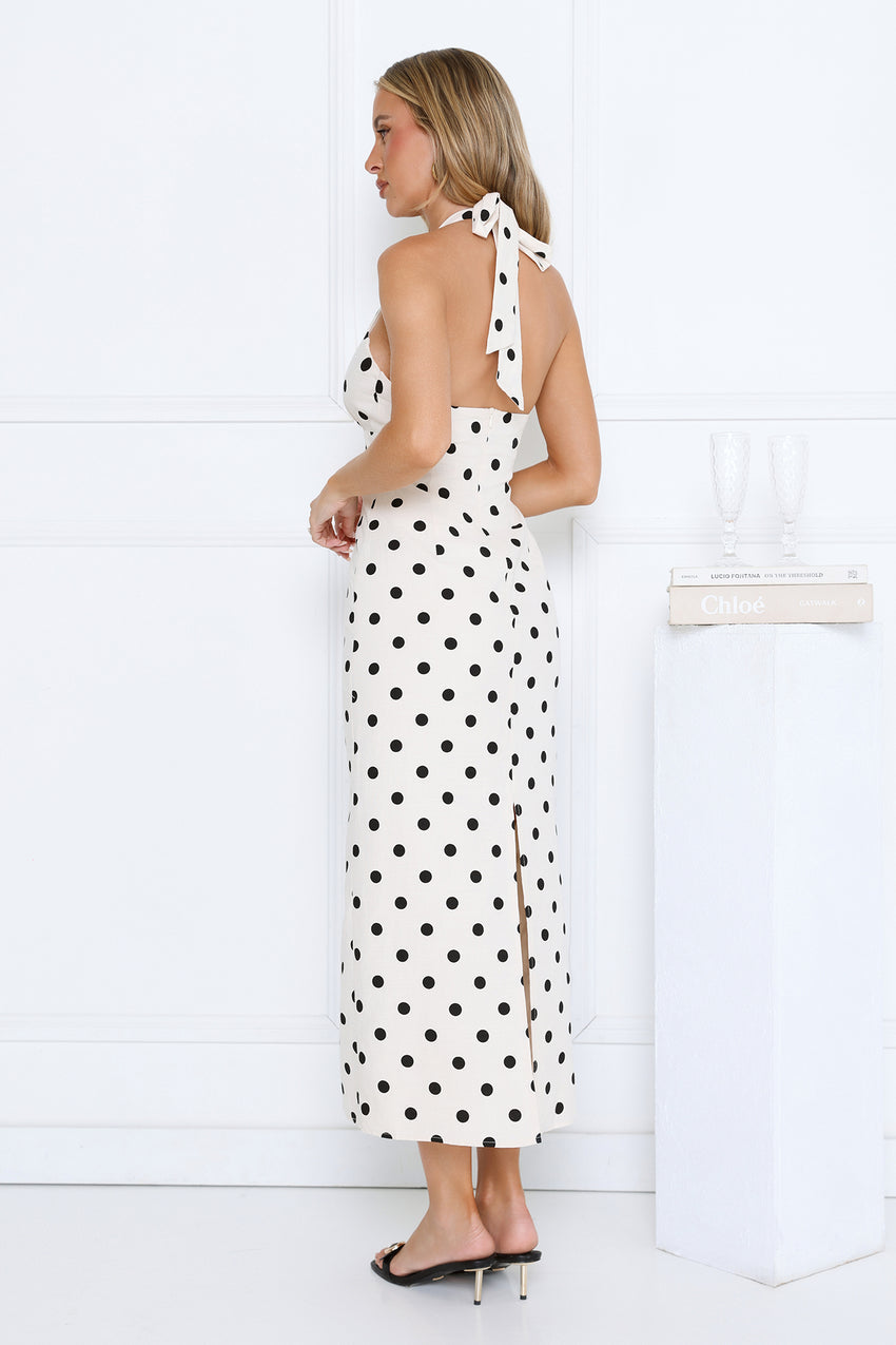 Spotlight Babe Halter Maxi Dress Beige