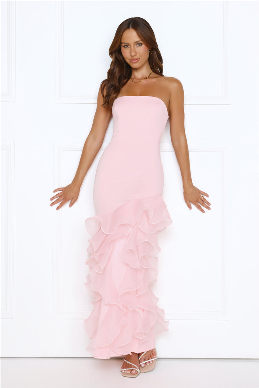 Lullaby Glow Strapless Maxi Dress Pink