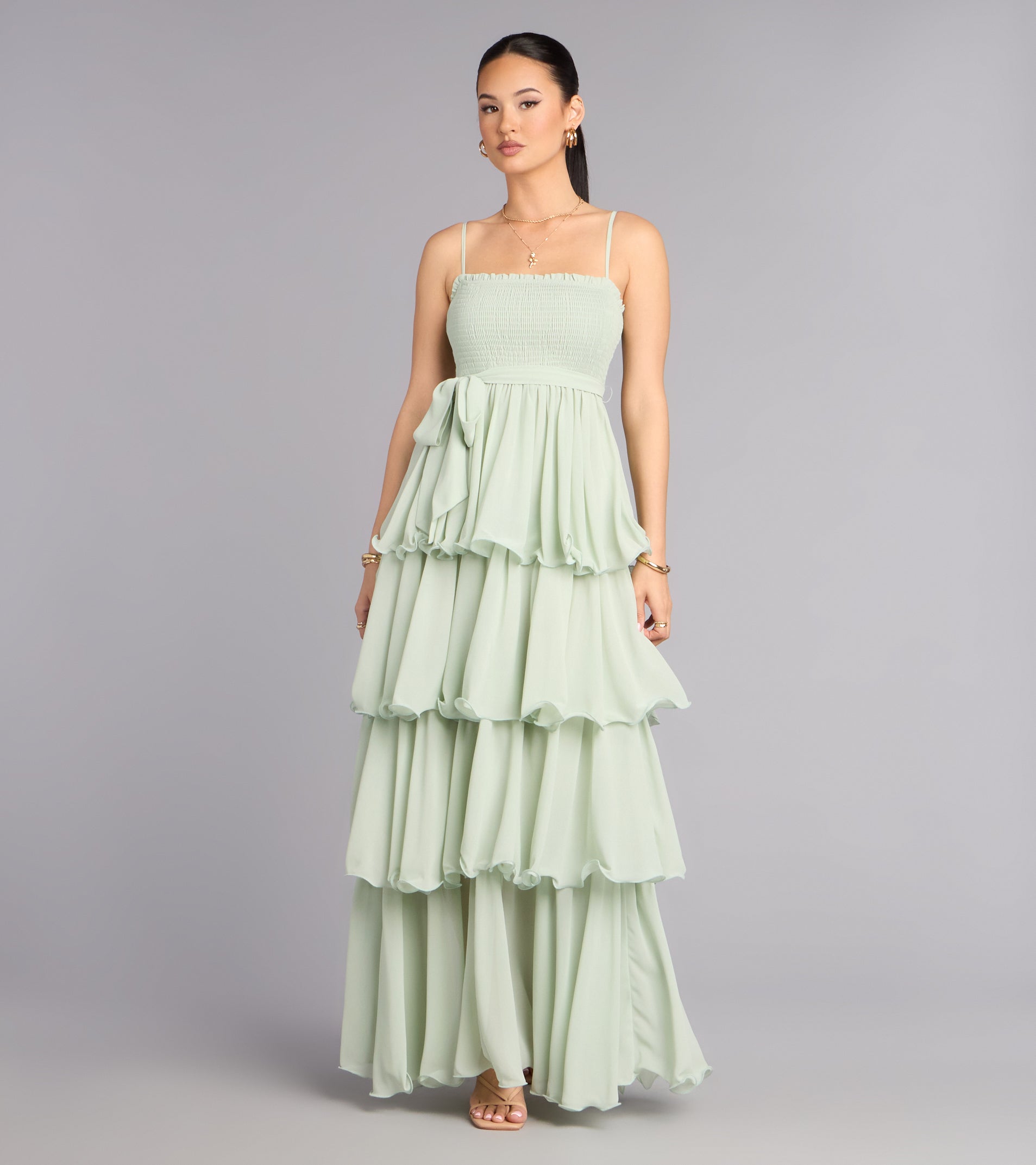 Love in Layers Ruffle Chiffon Maxi Dress