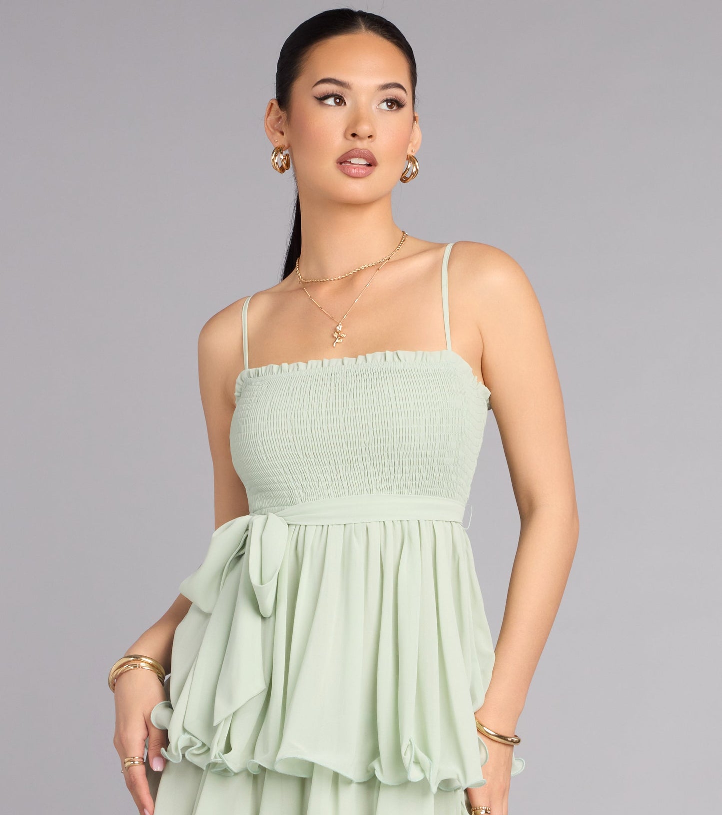 Love in Layers Ruffle Chiffon Maxi Dress