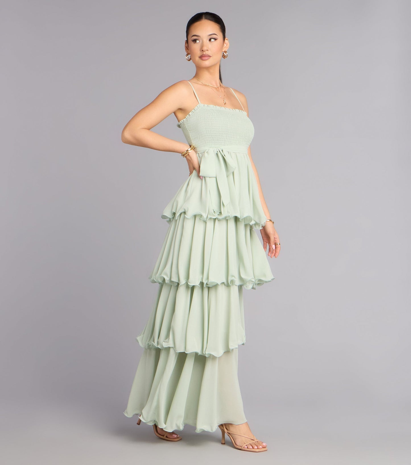 Love in Layers Ruffle Chiffon Maxi Dress