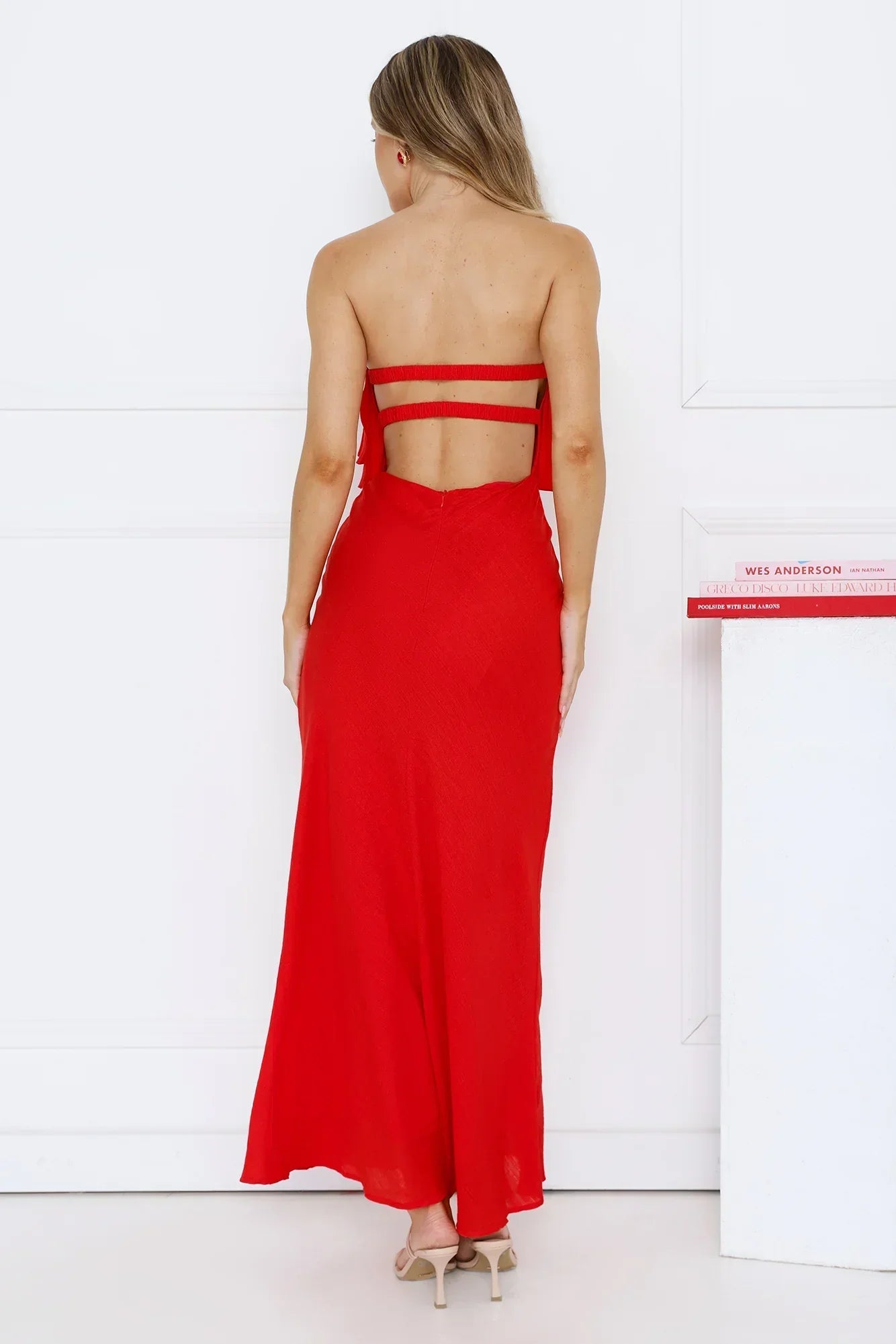 Midnight In Paris Strapless Maxi Dress Red