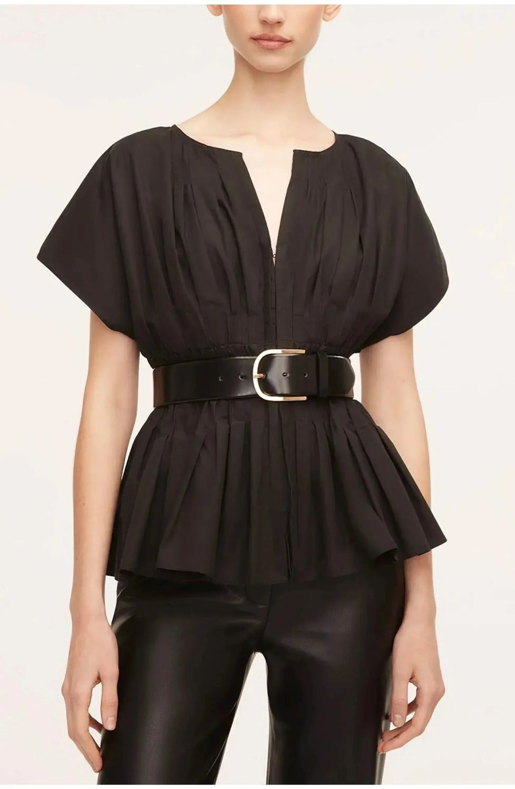 Dominique Pleated Peplum Top