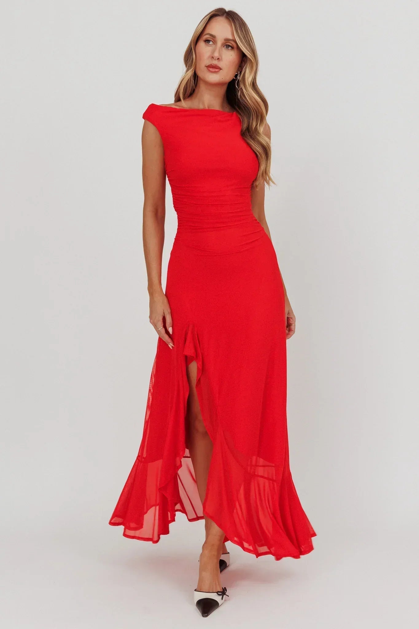 Moonlit Magic Asymmetric Neckline Maxi Dress Light Yello