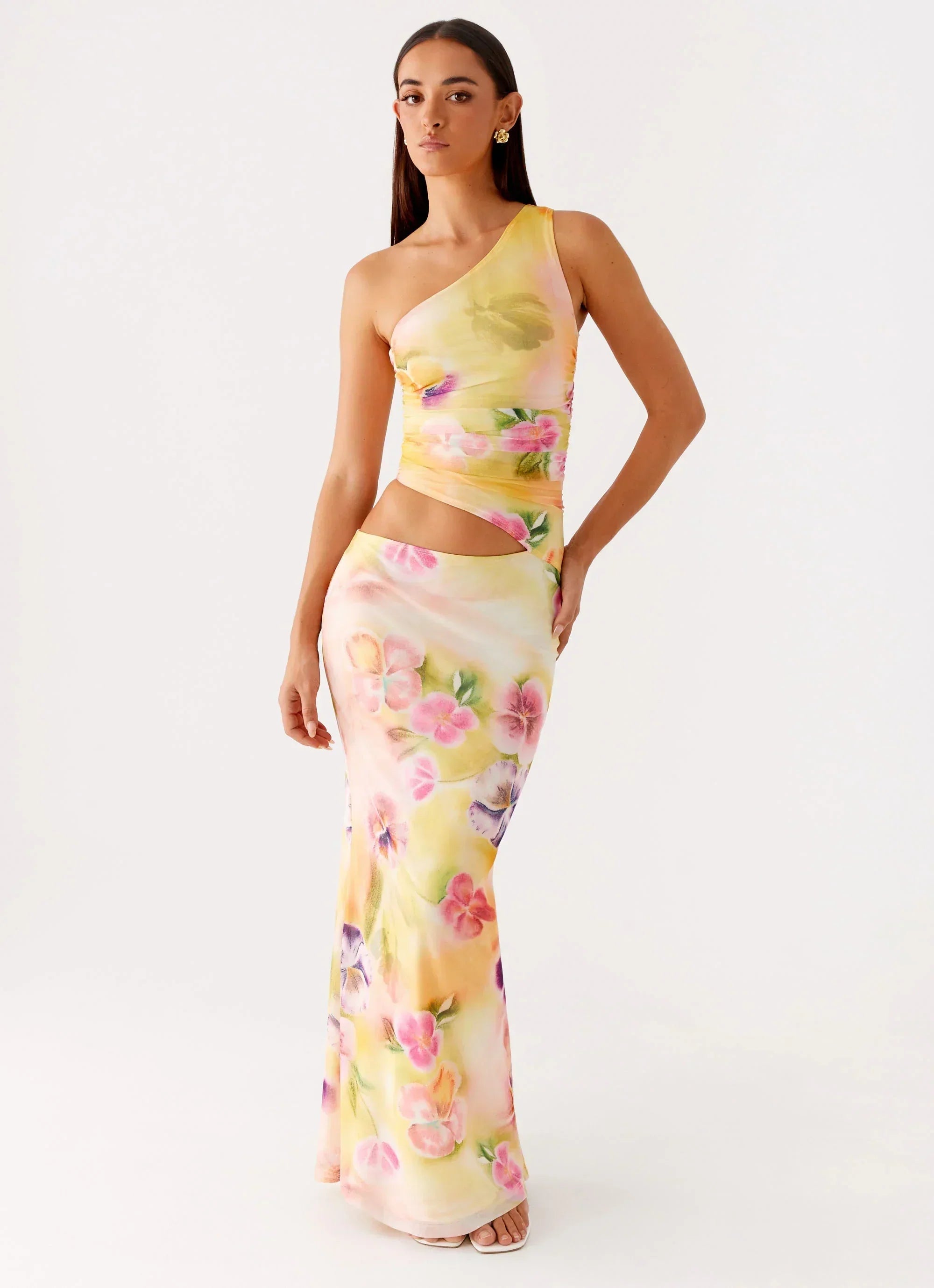 Seranella One Shoulder Maxi Dress - Sunburst Floral