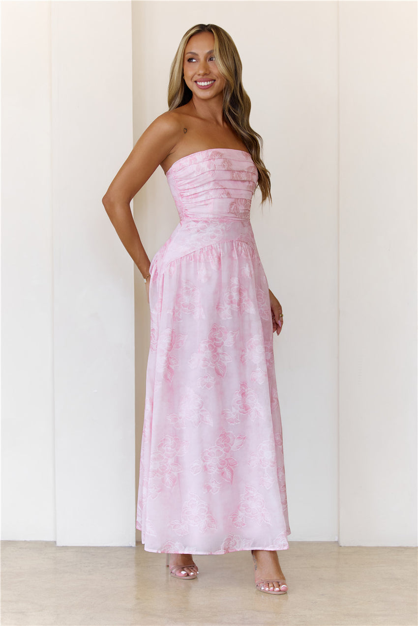 Starry Darling Strapless Maxi Dress Pink