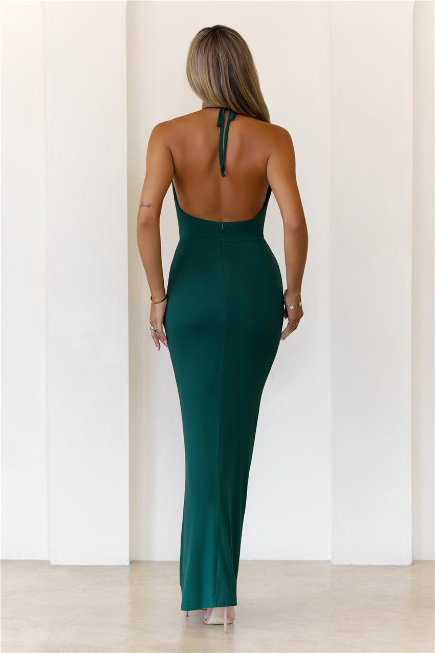 Vibe Setter Halter Maxi Dress Green