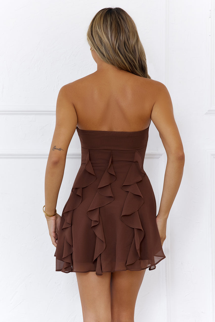 Imagine It Strapless Mini Dress Brown