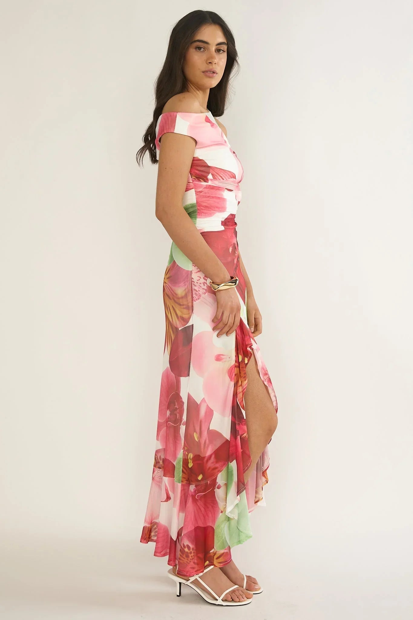 Moonlit Neckline Maxi Dress Floral