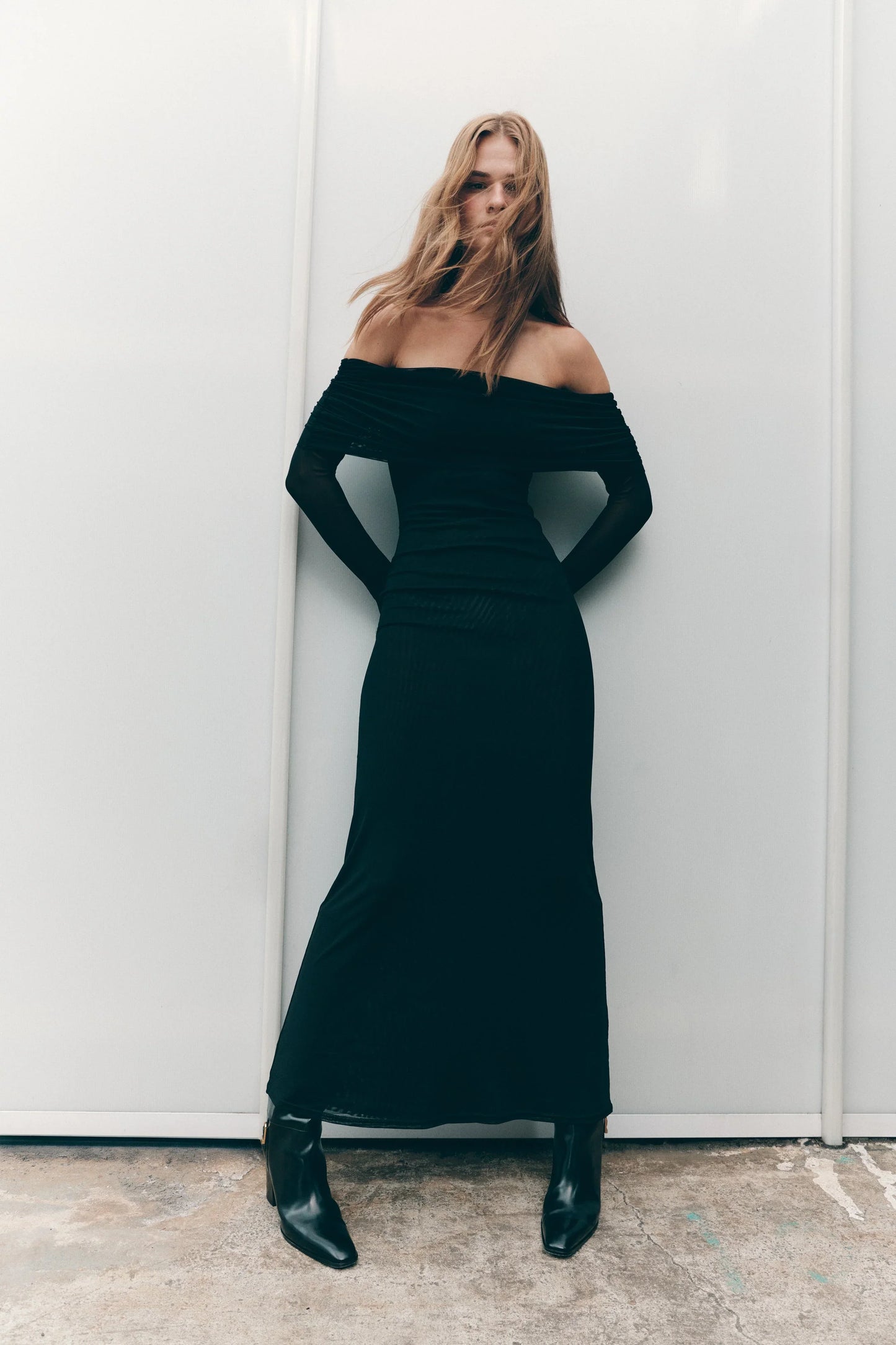 Josie Off Shoulder Mesh Maxi Dress