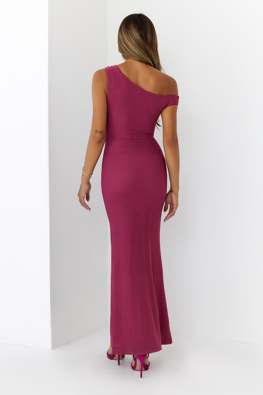 Want The Best Off Shoulder Maxi Dress Plum