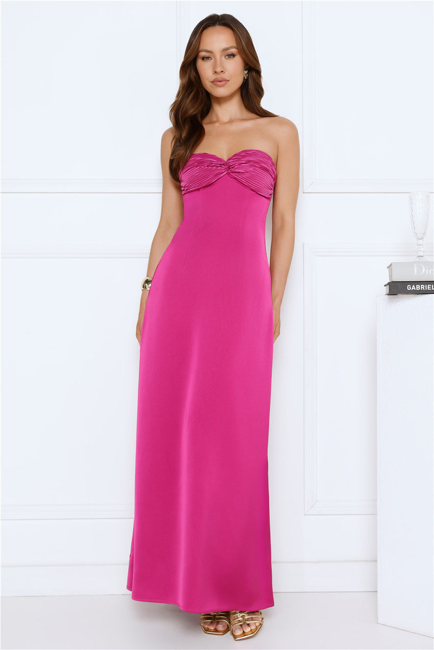 Dressed To Daydream Strapless Maxi Dress Pink