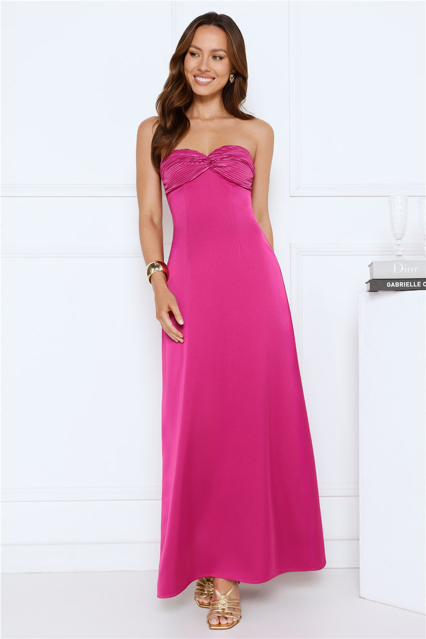 Dressed To Daydream Strapless Maxi Dress Pink