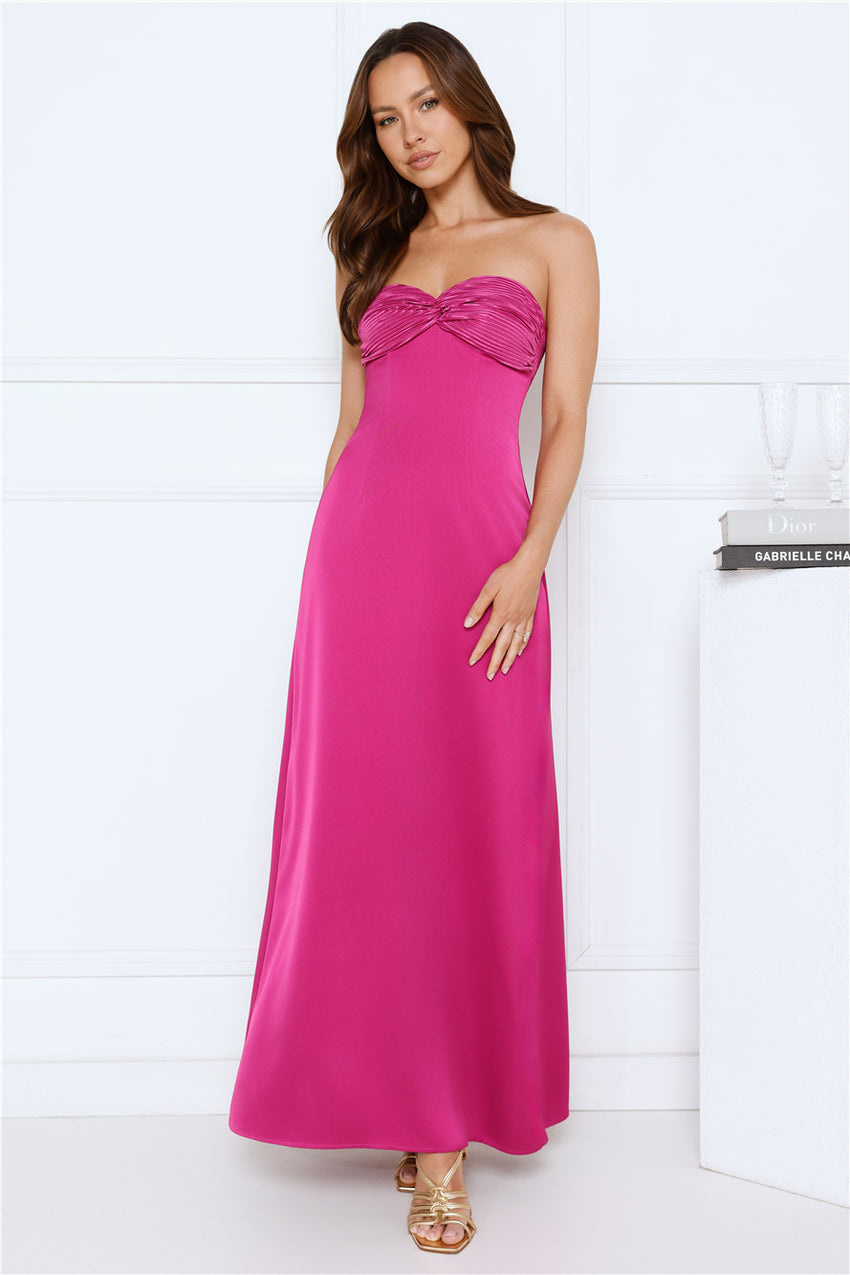 Dressed To Daydream Strapless Maxi Dress Pink