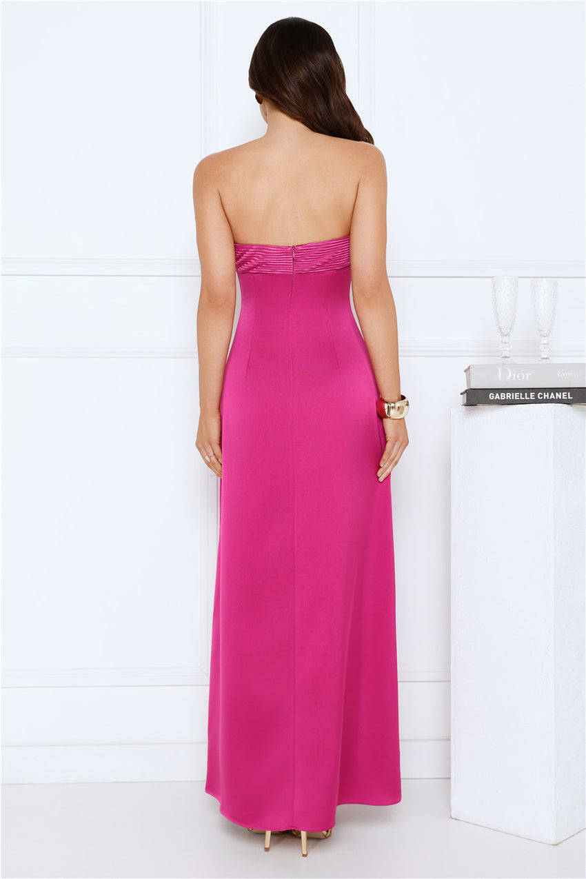 Dressed To Daydream Strapless Maxi Dress Pink