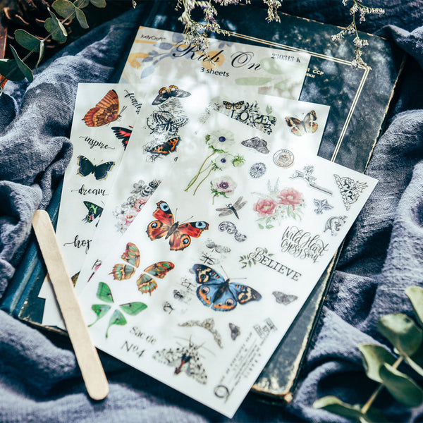 Flower Pattern Transfer Stickers - Butterfly