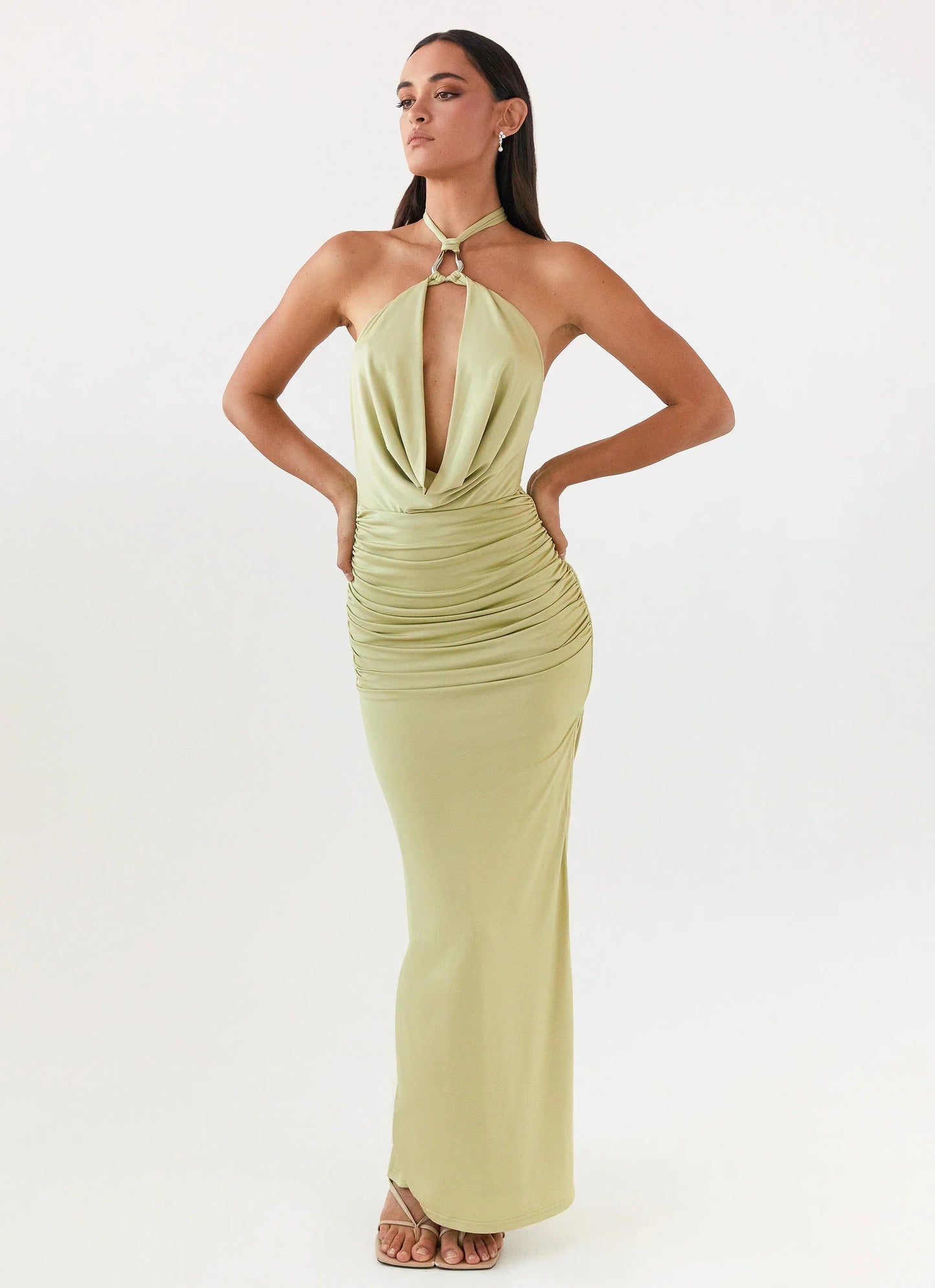 Samara Halterneck Maxi Dress - Sage
