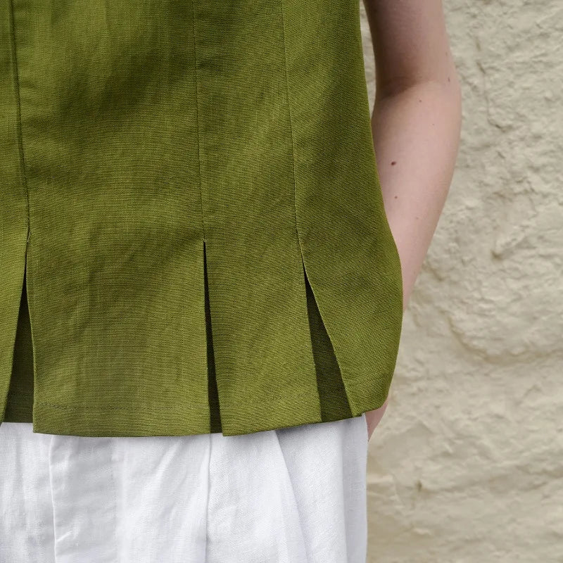 Duttini | Pleated Hem Linen Top