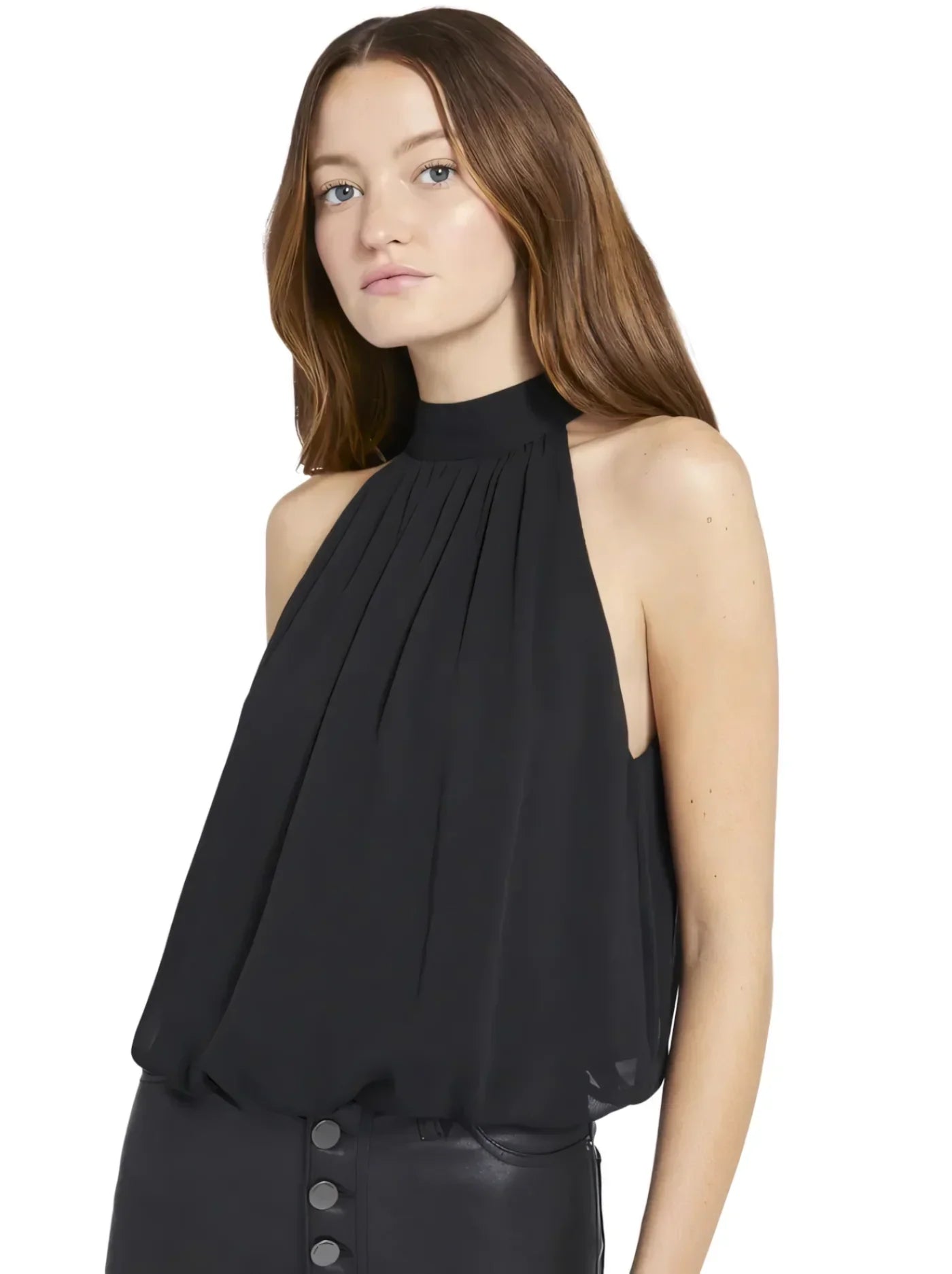Sage Pleated Halter Top Mini Dress