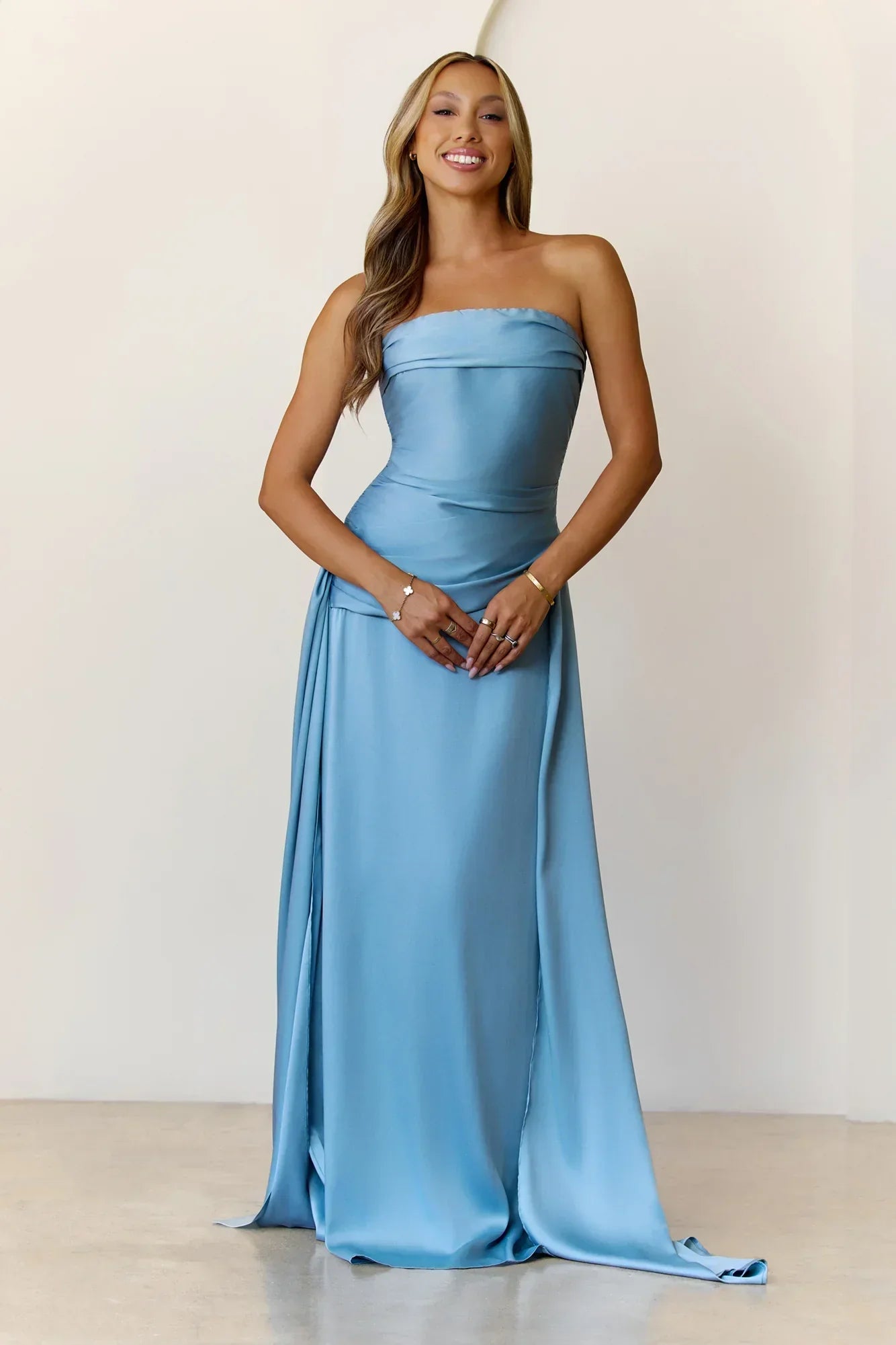 Sugar Cubes Strapless Maxi Dress  Blue