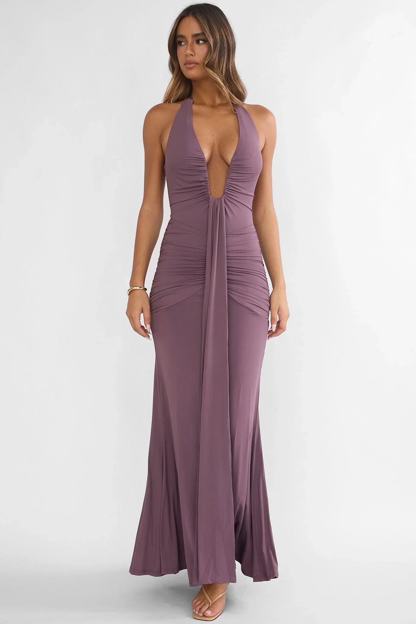 Brienna Halter Maxi Dress Mauve